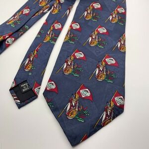 Tabasco Brand Necktie Men Navy Blue Silk Golf Chili Pepper Pattern